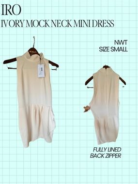 IRO Ivory Mock Neck Mini Dress
